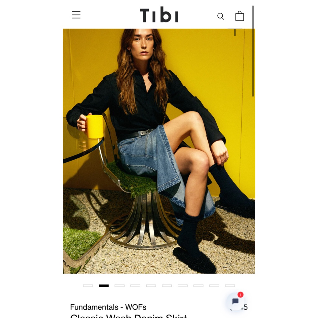 2022 Tibi Classic Wash Denim Skirt